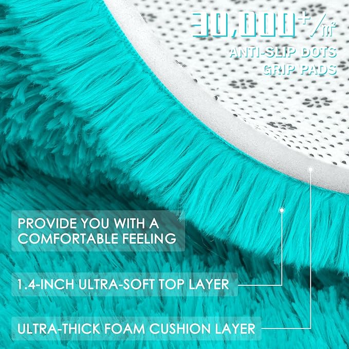 OLANLY 2x3 Machine Washable Small Bedside Rug, Soft Fluffy Shaggy Entryway - Image 8