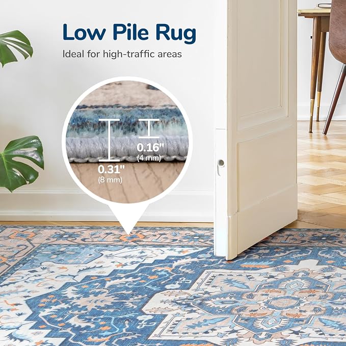 Lessymo Washable Area Rugs 6x9- Boho Area Rug Low Pile - Image 4