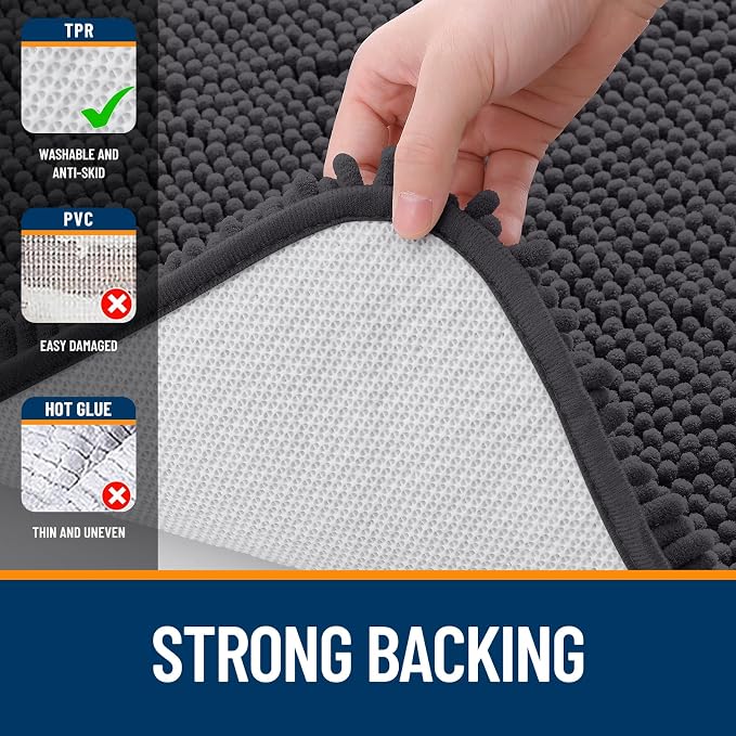 OLANLY Bathroom Runner Rugs 44x24, Soft Absorbent Chenille Bath Rugs, Rubber - Image 6