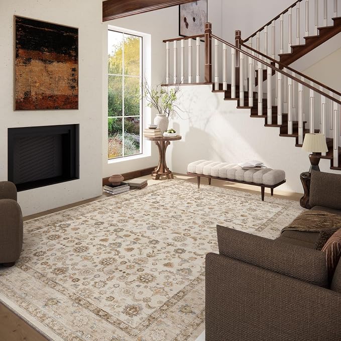 Washable Area Rugs for Living Room: 6x9 Bedroom Rug Boho Vintage Area Rug Stain - Image 2