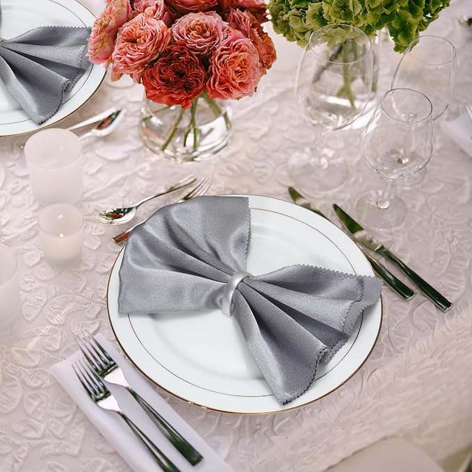 KPOSIYA Napkin Rings Set of 48, Metal Silver Napkin Rings Bulk - Image 6