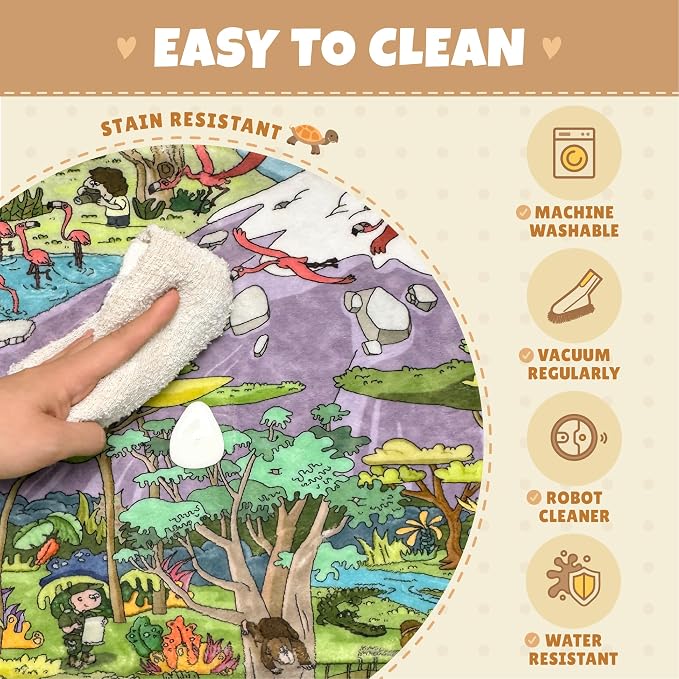 Large Kids Playroom Rug 8x10 – Desert Adventure Safari Animal Map Carpet - Image 4