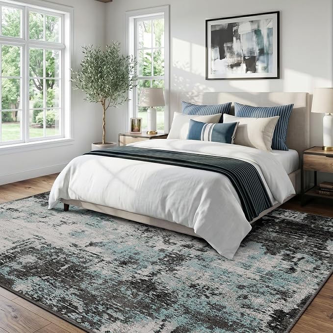 RELEANY Washable Area Rugs 6'x9' Non-Slip Modern Abstract Soft - Image 2