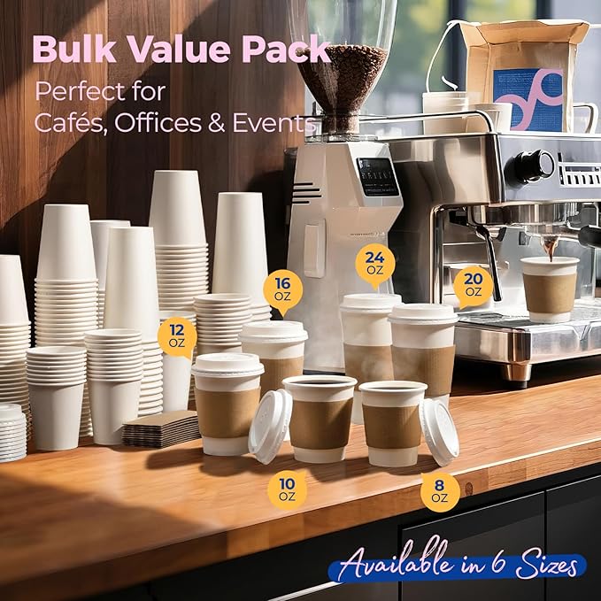 Fit Meal Prep 100 Pack 20 oz Disposable Coffee Cups - Image 7