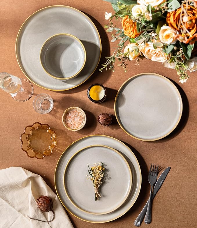 Ceramic Dinnerware Set for 6, 18-Piece Plates and Bowls Set | Handmade Reactive - Image 3