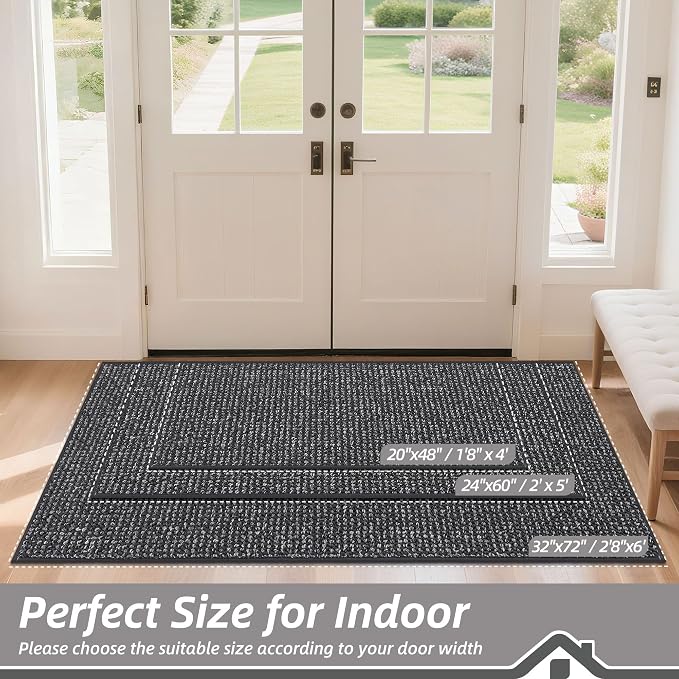 BEQHAUSE Dirt Trapper Door Mat 32" x 72", Non-Slip Washable Doormats Entrance - Image 2
