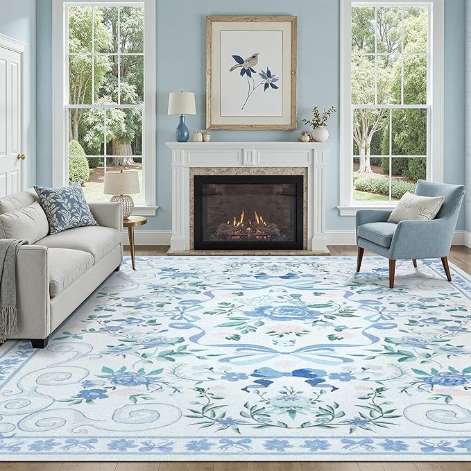 DCX Washable 5x7 Bow Rug, Cute Soft Low Pile Indoor Décor Carpet, Kid & Pet - Image 3