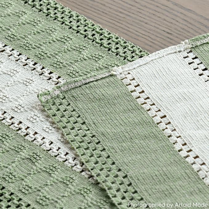 Artoid Mode Light Green Farmhouse Woven Table Runner 12x108 Inch | Seasonal - Image 5