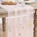 Artoid Mode Wildflower Floral Light Pink Gauze Embroidery Table Runner 120 Inch by ArtoidMode