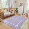 GarveeHome Scalloped Bow Rug for Living Room, Solid Purple Rug for Dorm by GarveeHome
