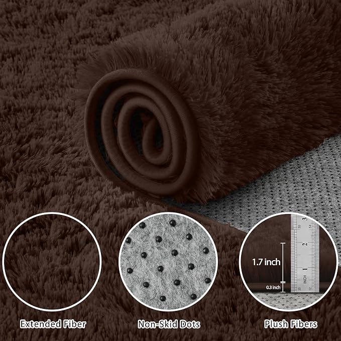 5x8 Area Rug for Living Room:Ultra Soft Fluffy Shag Brown Rugs, Large Fuzzy - Image 4