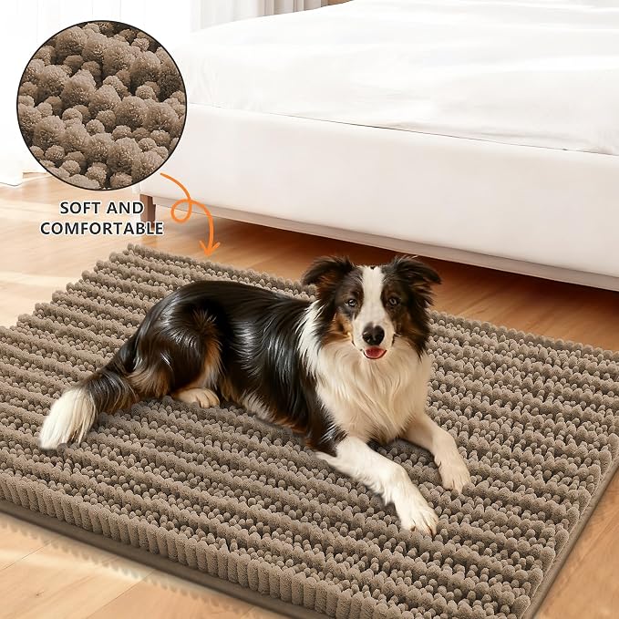 Smiry Dog Door Mat for Muddy Paws 47x24, Absorbent Dirt Trapper, Non-Slip - Image 2