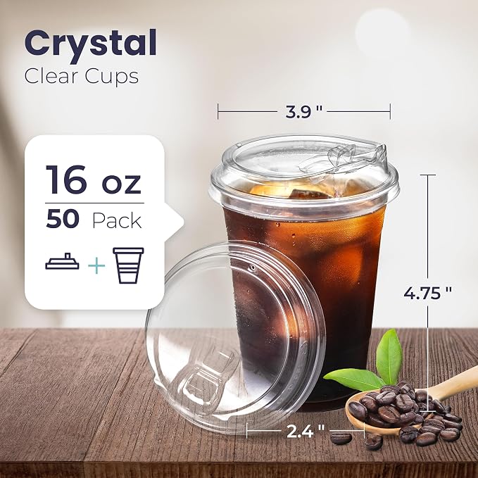 Fit Meal Prep 50 Pack 16 oz Clear Plastic Cups - Image 2
