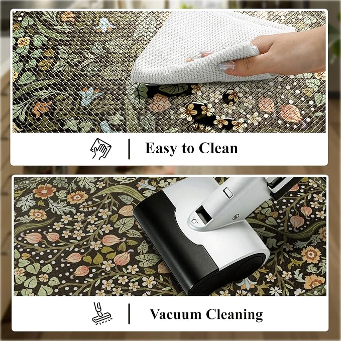 Collive Kitchen Floor Mat Cushioned Anti Fatigue, Boho Floral Desk Mats Non - Image 5