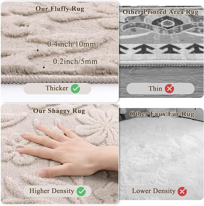 Vaukki 2x10 Runner Rug for Living Room, Soft Fluffy Washable Modern Floral - Image 3