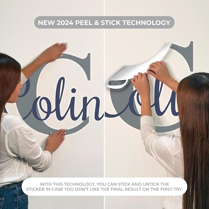 CRYPTONITE Custom Toddler Construction Crane Wall Decal I Personalized Name & Initial I Nursery Decor I Polyvinyl Chloride Sticker - Made in USA (Medium, Multicolor Options)