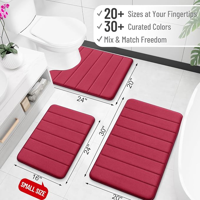 OLANLY Memory Foam Long Bathroom Rugs Runner 47x20, Super Soft Absorbent Bath - Image 2