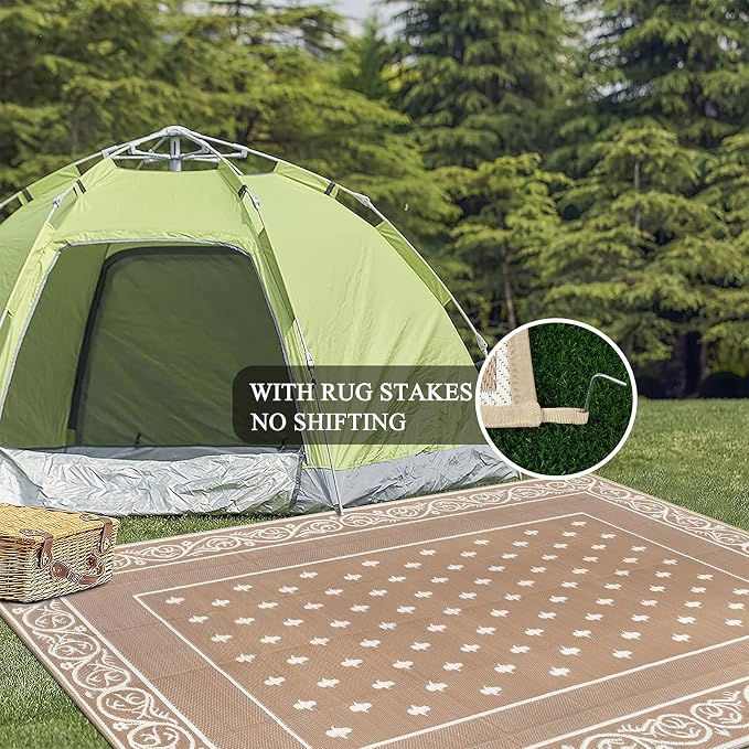 Pauwer Waterproof Outdoor Rug 6x9, Reversible Plastic Straw Patio Camping Rug - Image 6
