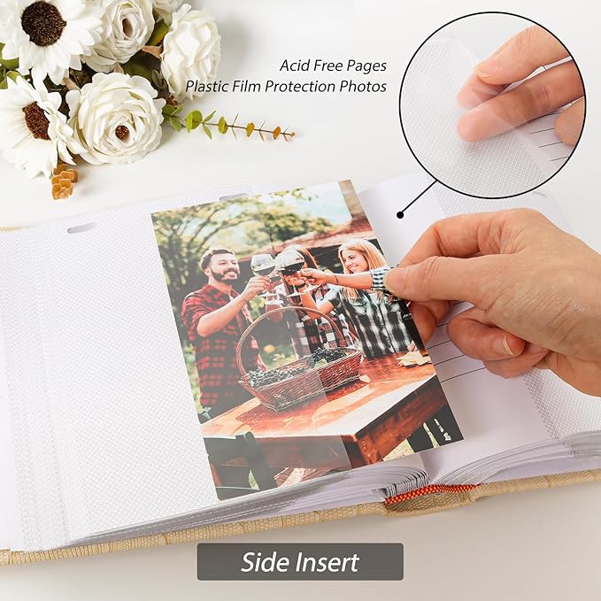 RECUTMS 4x6 Photo Album with Memo Mini Photo Book Pack of 50 Sheets Hold 100 Photos, Leather Cover Picture Album with Window for Memories Couple Valentines Baby Wedding Family (Pink)