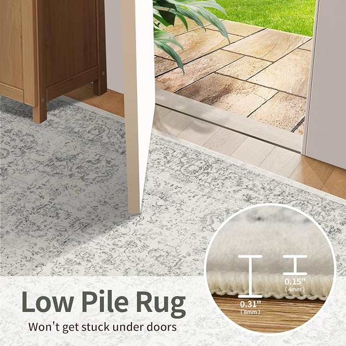 Rugxara 8x10 Washable Area Rug for Living Room, Extra Large Neutral Vintage - Image 6