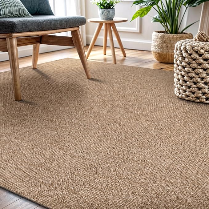 CAMILSON Easy Jute Rug 4x6, Indoor Outdoor Natural Color Fiber Area Rugs - Image 8