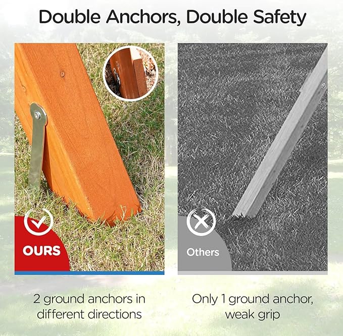 DIY Swing Sets for Backyard, Wooden Playground Sets with Glider Swing and 2 Belt Swings, Kids Outdoor Play Equipment, Outdoor Playset