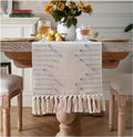 Boho Table Runner 13 x 48 Inch Long Natural Cotton Woven Runner by Caflife