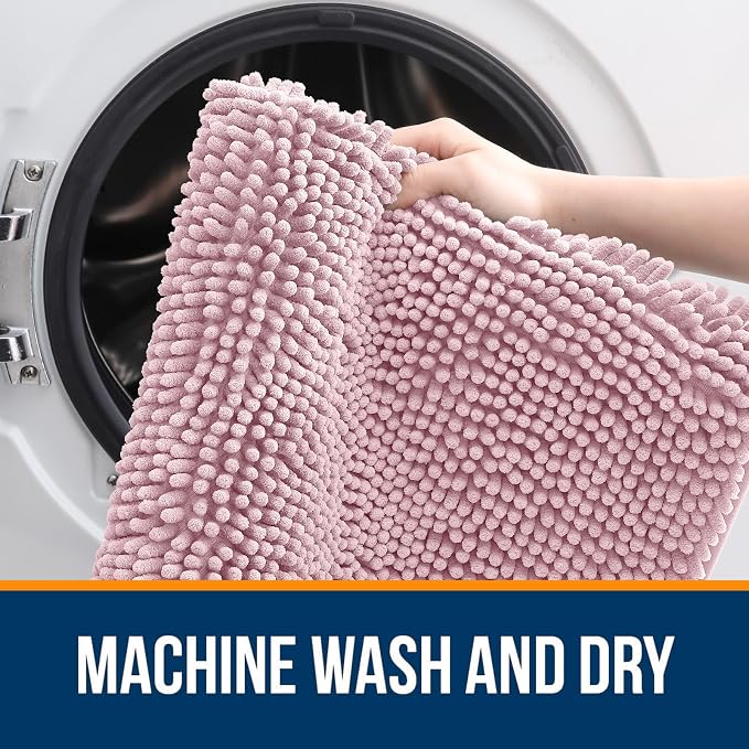OLANLY Bathroom Rugs 30x20, Extra Soft Absorbent Chenille Bath Rugs, Rubber - Image 5