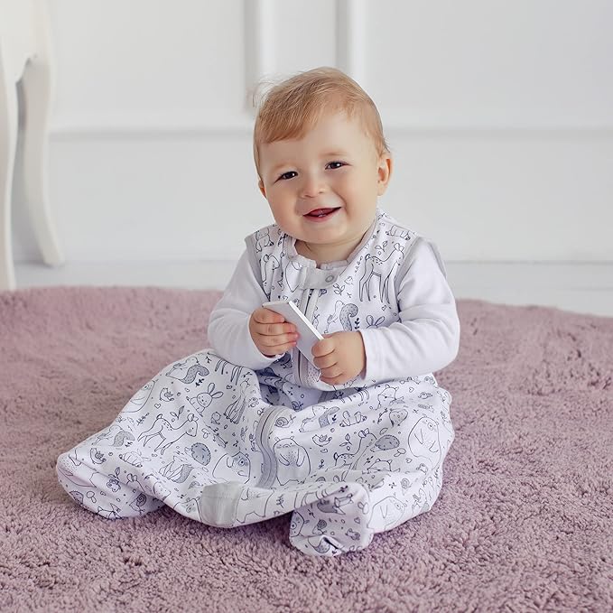 Mama Cheetah Baby Sleep Sack 0.5 TOG, Organic Cotton Baby Wearable Blanket with Two-Way Zipper, Swaddle Transition Baby Sleeping Bag for Newborn Infant Toddler Boy Girl, 12-18 Months