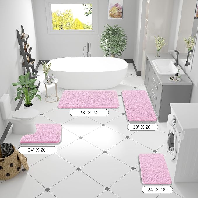 OLANLY Bathroom Rugs 36x24, Extra Soft Absorbent Chenille Bath Rugs, Rubber - Image 2
