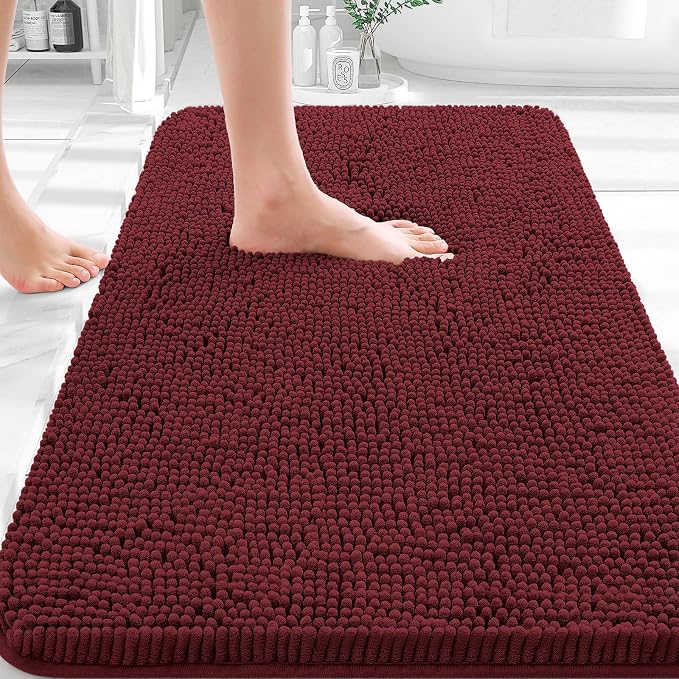 OLANLY Bathroom Rugs 35x24, Extra Soft Absorbent Chenille Bath Rugs, Rubber by OLANLY