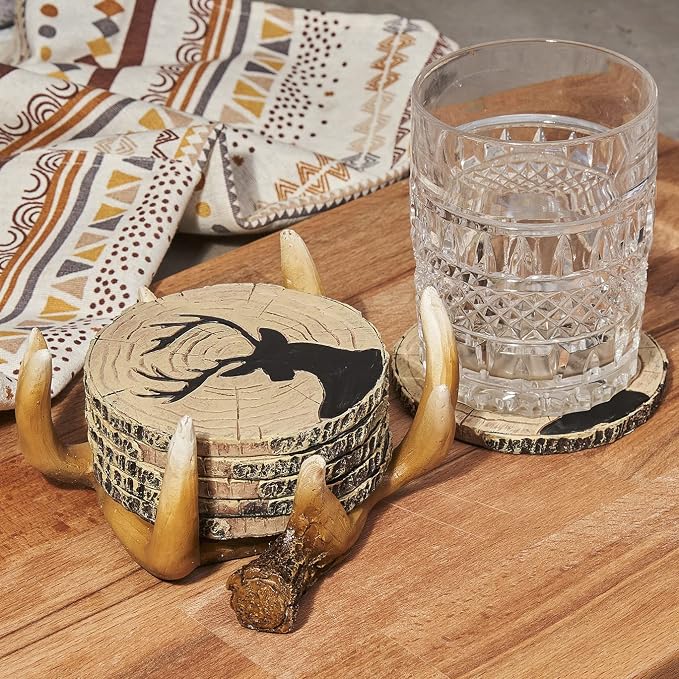 Deer Antlers Coaster Set of 6 – Handcrafted Deer Antler Decor and Man Cave Gifts - Image 3