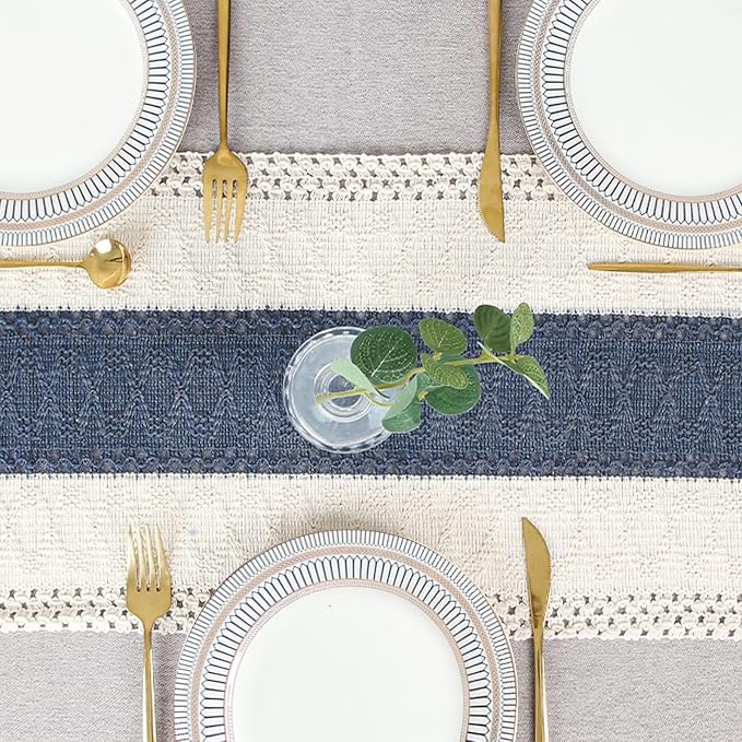 Boho Table Runner for Home Decor 12x48 Blue Fall Rustic Decorations | 48 Inches - Image 6