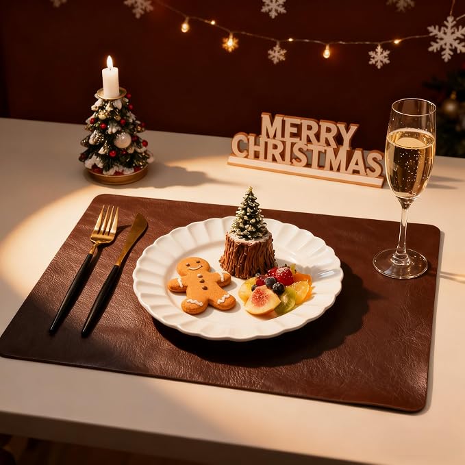 Placemats Set of 12, DOLOPL Reversible Dual-Color Faux Leather Place Mats - Image 2