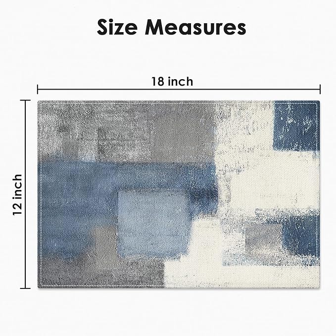 Emvency Farmhouse Placemats Set of 4, 12x18 Inch, Abstract Blue Grey | Abstract - Image 2