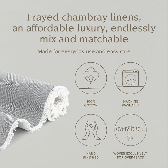 Over&Back 18x108 Woven Frayed Chambray Cotton Table Runner - Image 2