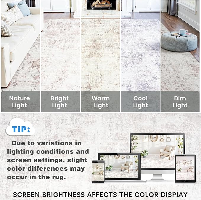Area Rugs 10x14 Living Room: Large Soft Washable Rug Modern Abstract Anti-Skid - Image 9
