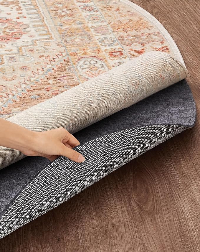 Veken 5 Ft Round Non Slip Cushioned Rug Pad Gripper, Felt and Silicone Backing by Veken