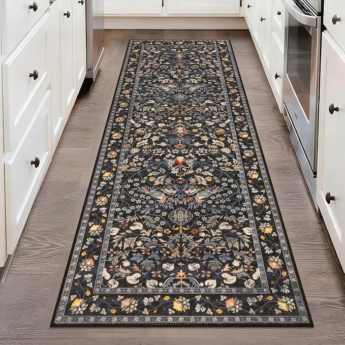 HEBE Washable Hallway Runner Rug 2'x 6' Non Slip Kitchen Rugs Runner, Low Pile by HEBE