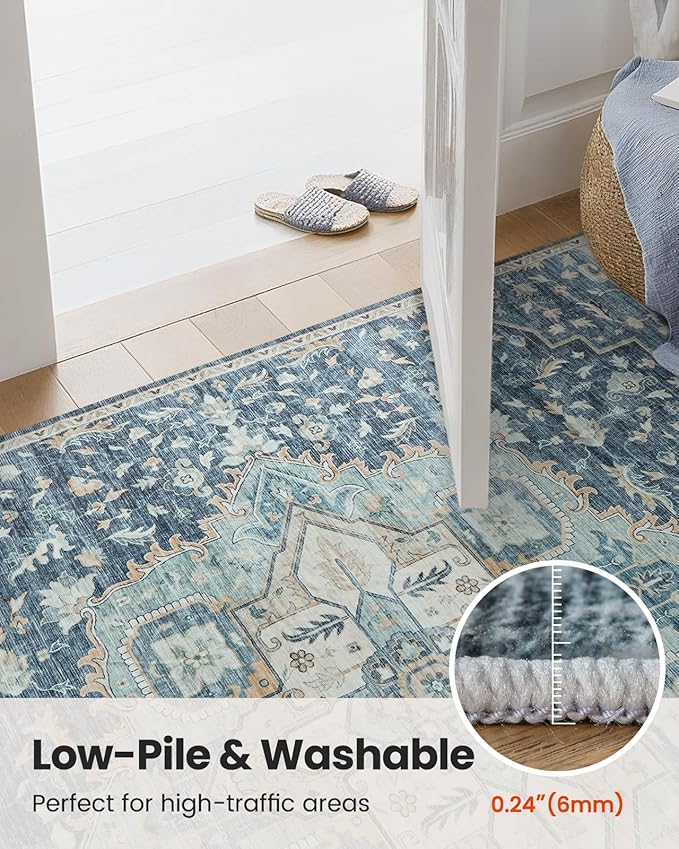 AMADA HOMEFURNISHING 9x12 Washable Area Rug, Low-Profile Large Area Rug - Image 8