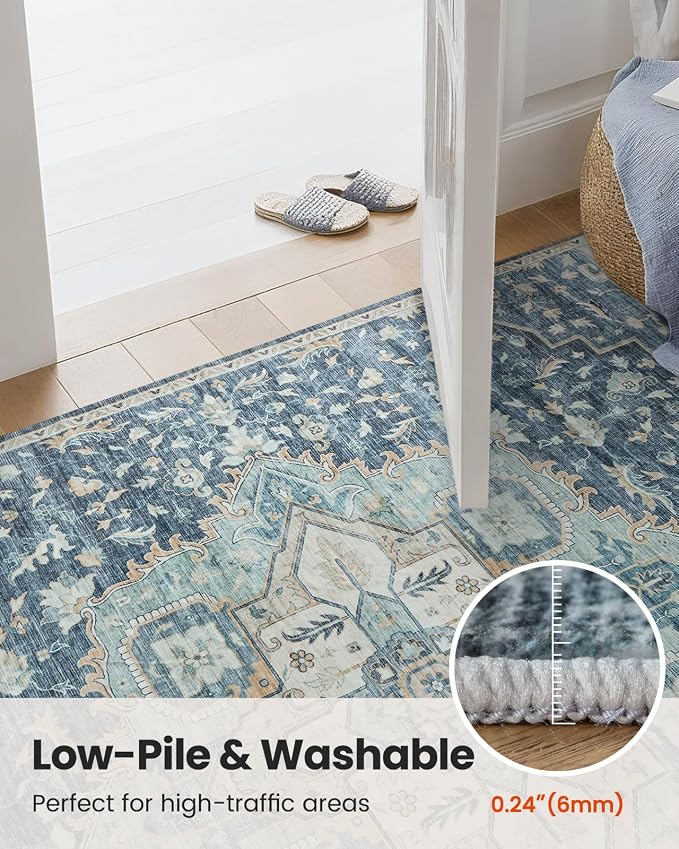AMADA HOMEFURNISHING Washable Area Rugs, Low-Profile Washable Rug - Image 7