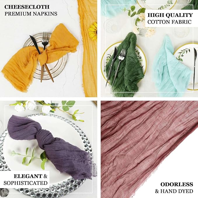 Efavormart 5 Pack 24"x19" Beige Matte Gauze Cheesecloth Napkins, Sandy Cotton - Image 3