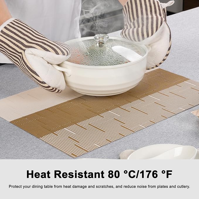 Placemats Set of 4, Vinyl Woven Heat-Resistant Place Mats | Washable Wipeable - Image 5