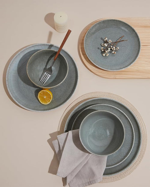 16 Piece Double Bowl Dinnerware Sets, Stain Resistant Dish Set - Image 2