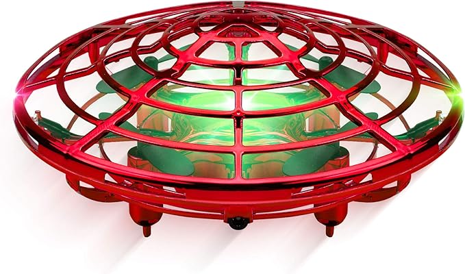 Force1 Scoot Hand Operated Drone for Kids or Adults - Hands Free Motion Sensor Mini Drones, Easy LED Indoor Rechargeable UFO Toy Flying Orb Ball Drone Toys for Boys and Girls (Red)