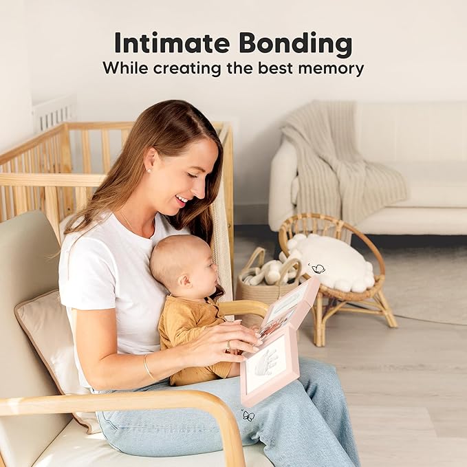 Baby Shower Gifts for Boys, Girls - Baby Hand and Footprint Kit, Newborn Handprint Kit, Keepsake Photo Frame, Nursery Picture Frame, Gender-Neutral Newborn Keepsake Gifts (Petal Pink)