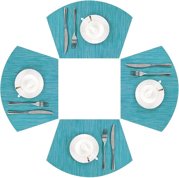 SHACOS Wedge Shape Placemats Set of 4 Round Table Placemats Heat Resistant by SHACOS