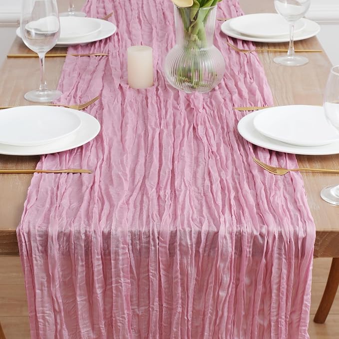 Asee'm 6pcs Pink Cheesecloth Table Runner Summer 10FT Gauze Sheer Rustic | Boho - Image 2