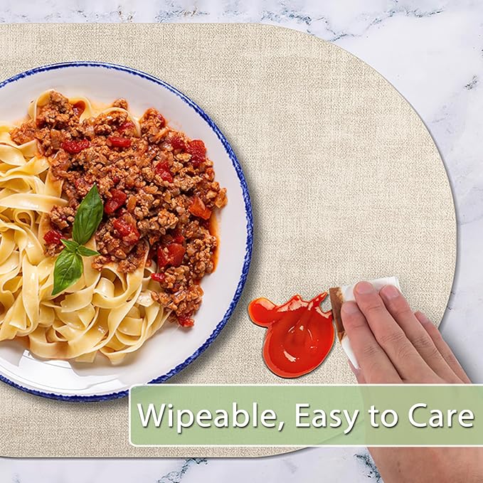 Placemats Set of 12 Washable, Heat Resistant Table Placemats Wipeable Faux - Image 4