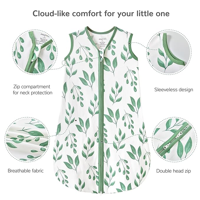 JELLYMONI Baby Sleep Sack 18-24 Months 100% Cotton Wearable Blanket, 0.5 TOG Soft Lightweight Toddler Sleeping Sack 3 Pack 2-Way Zipper Newborn Sleep Sacks